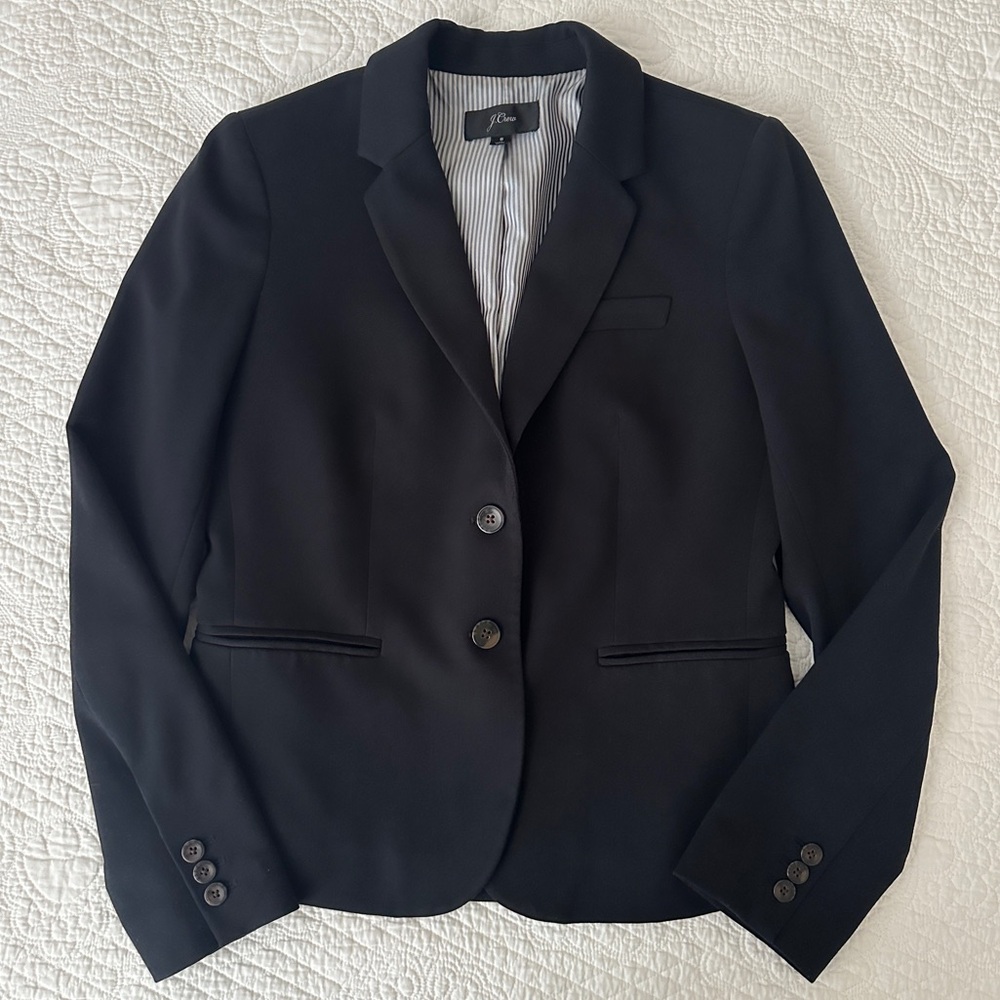 J.Crew Classic Women's Schoolboy Blazer Jacket Notch Collar Black Small K2899 - Picture 2 of 13